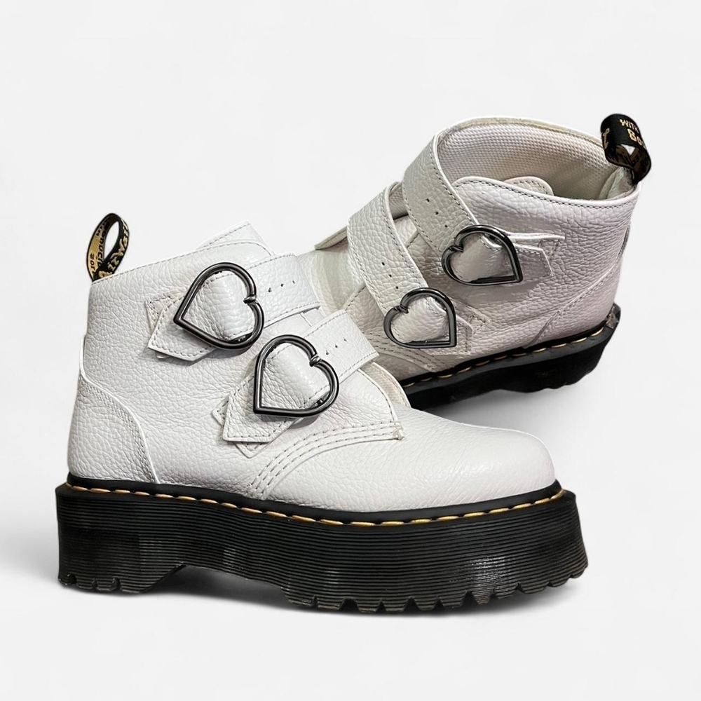 Dr. Martens White Boots with Heart Accents